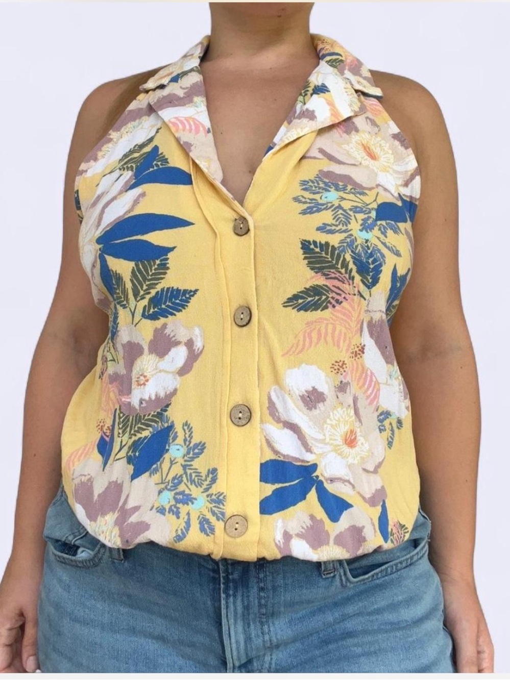 Free People Yellow Halter Top